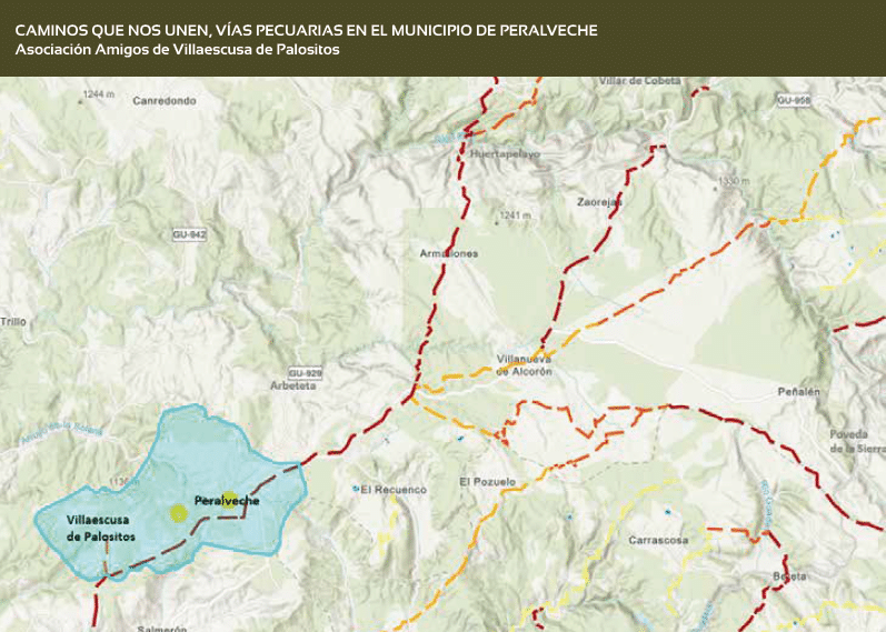 Red histórica de cañadas reales, cordeles y veredas que conectan los pueblos del Alto Tajo con las rutas de pastoreo hacia el sur peninsular. Red histórica de cañadas reales, cordeles y veredas que conectan los pueblos del Alto Tajo con las rutas de pastoreo hacia el sur peninsular.